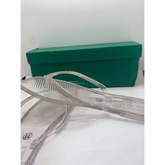 Lauren Lorraine Tampa Clear Rhinestone Trim Flip Flops - Size 11 - Picture 3 of 5